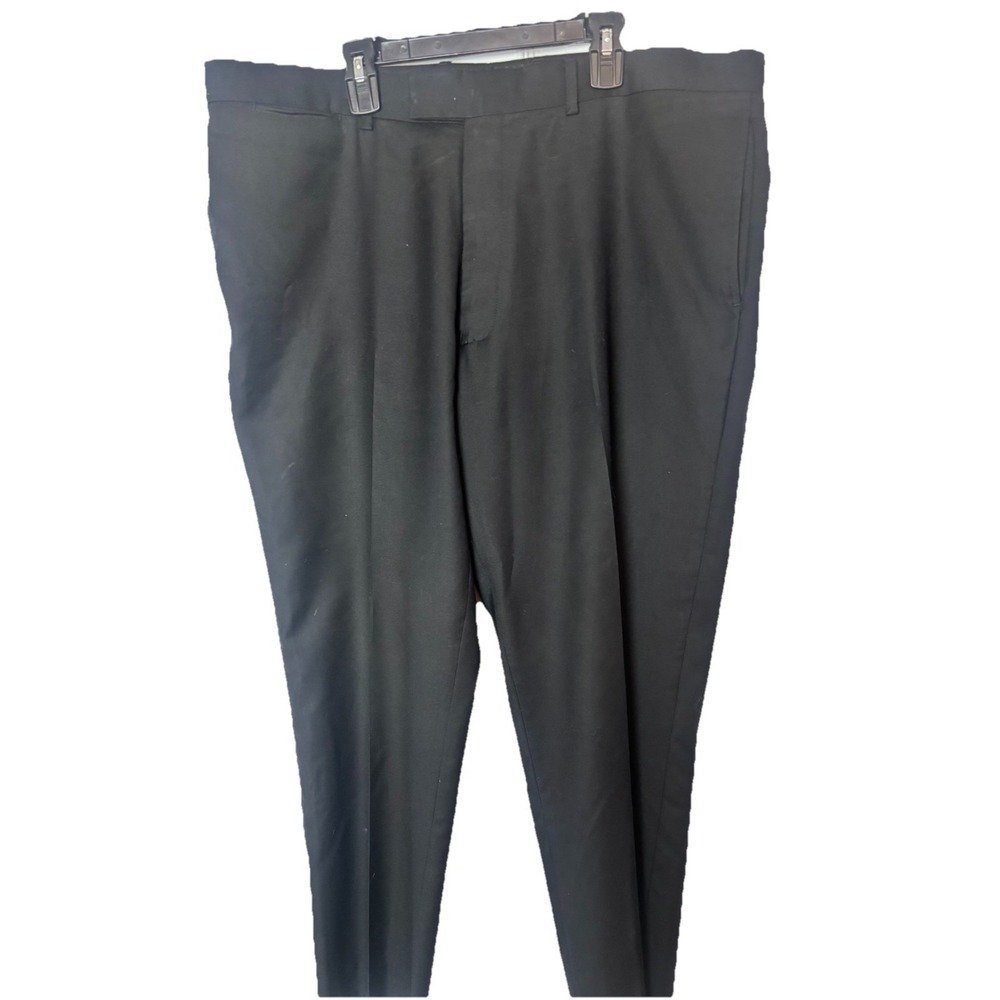 Parc 81 Mens 38x28 Dress Pants Trousers Black Wool Blend Flat Front‎